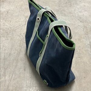 Lacoste canvas Navy Blue Tote Bag with Green Accents
